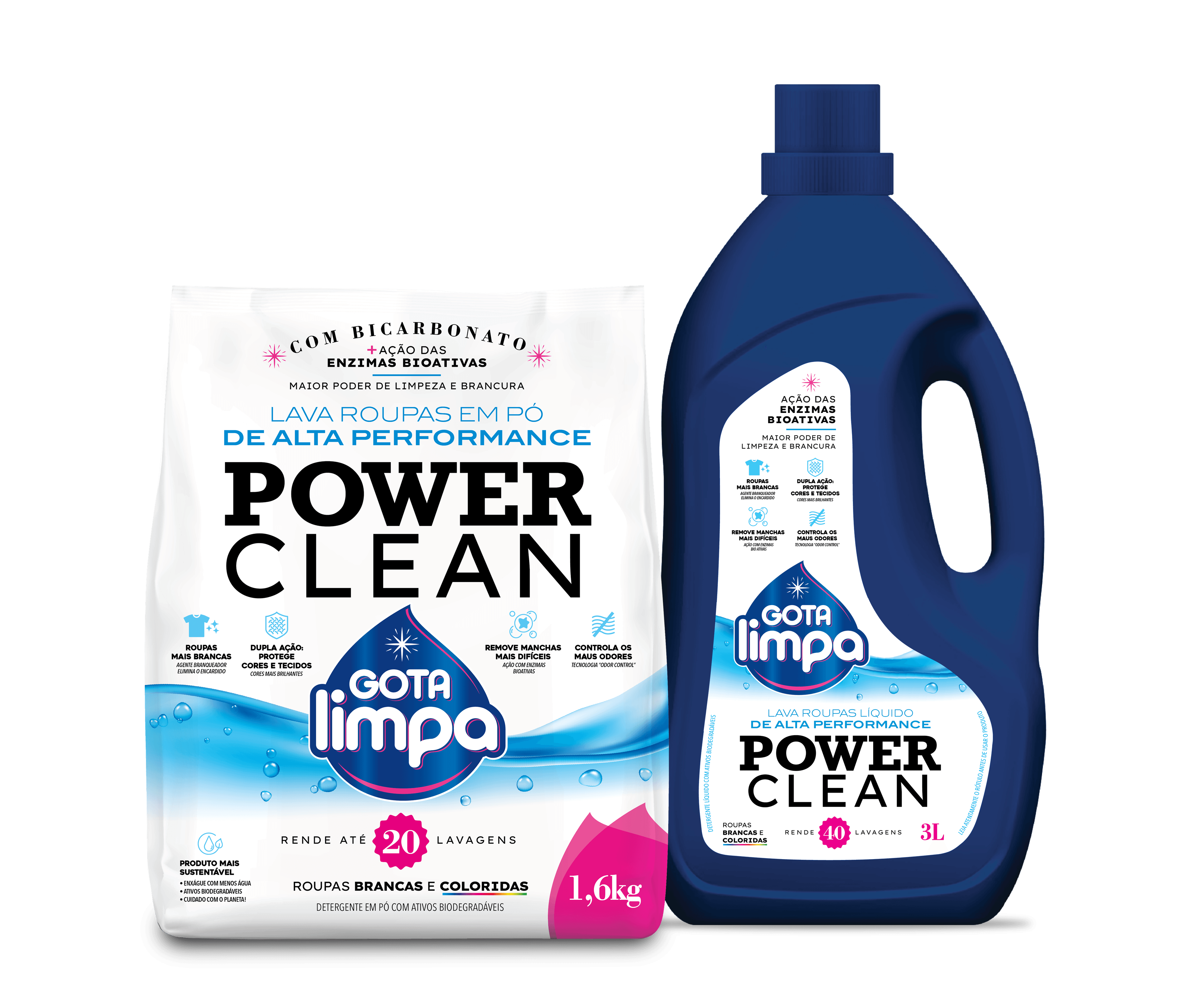 Linha de Lava Roupas Power Clean | Gota Limpa