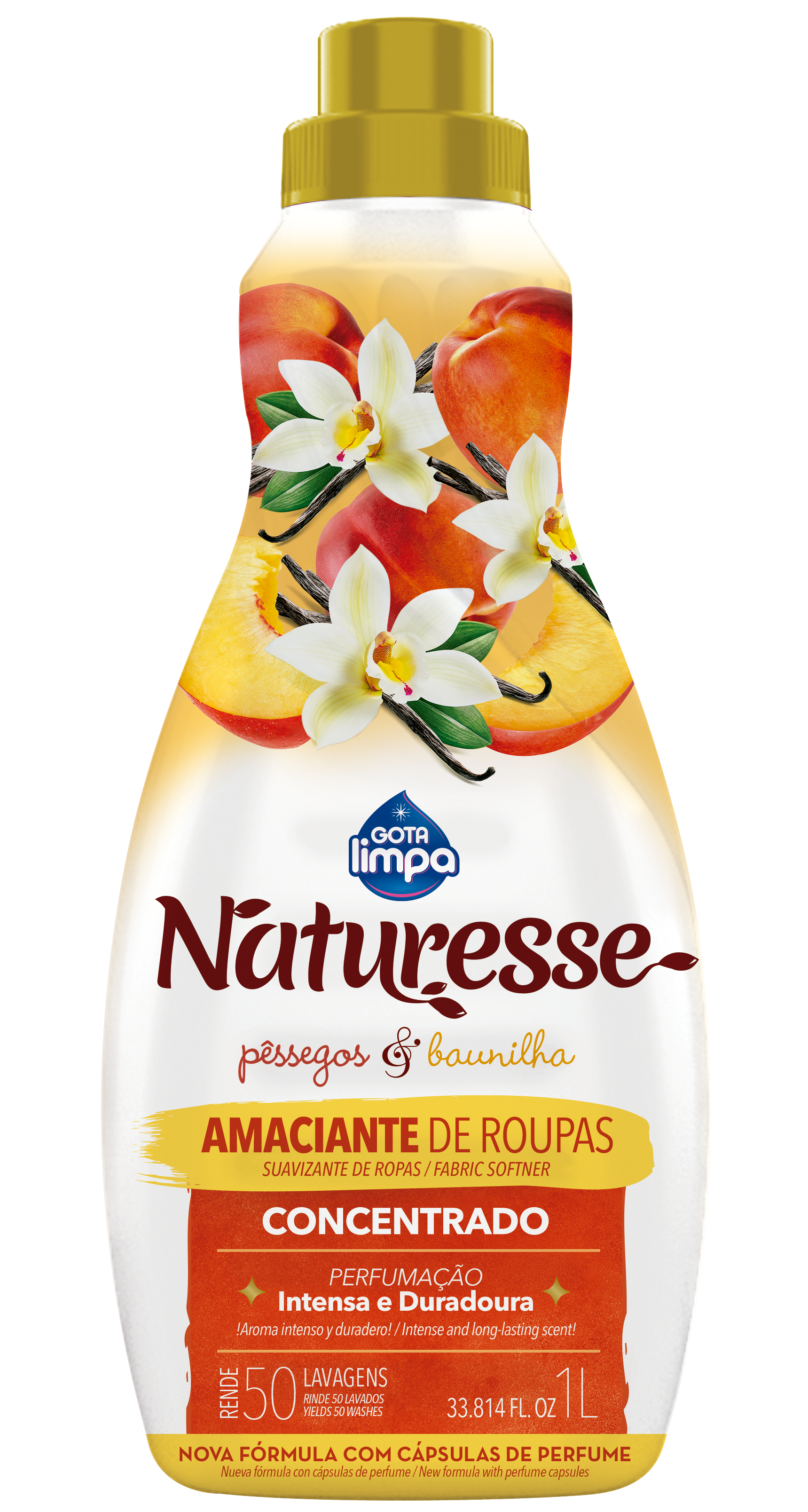 Gota Limpa Concentrated Fabric Softener Naturesse Peach & Vanilla 1L