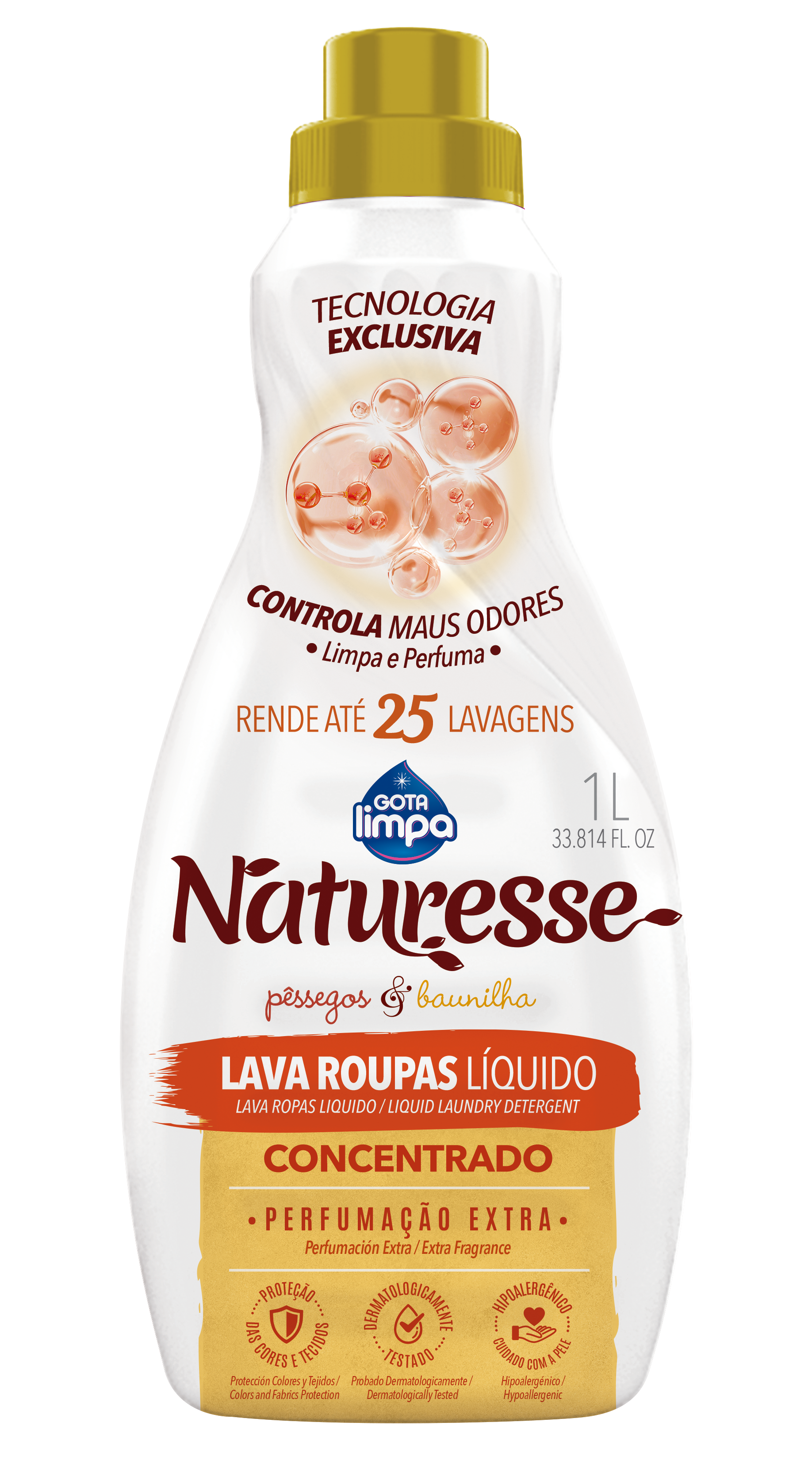 Lava Roupas Líquido Naturesse Pêssegos & Baunilha 1L