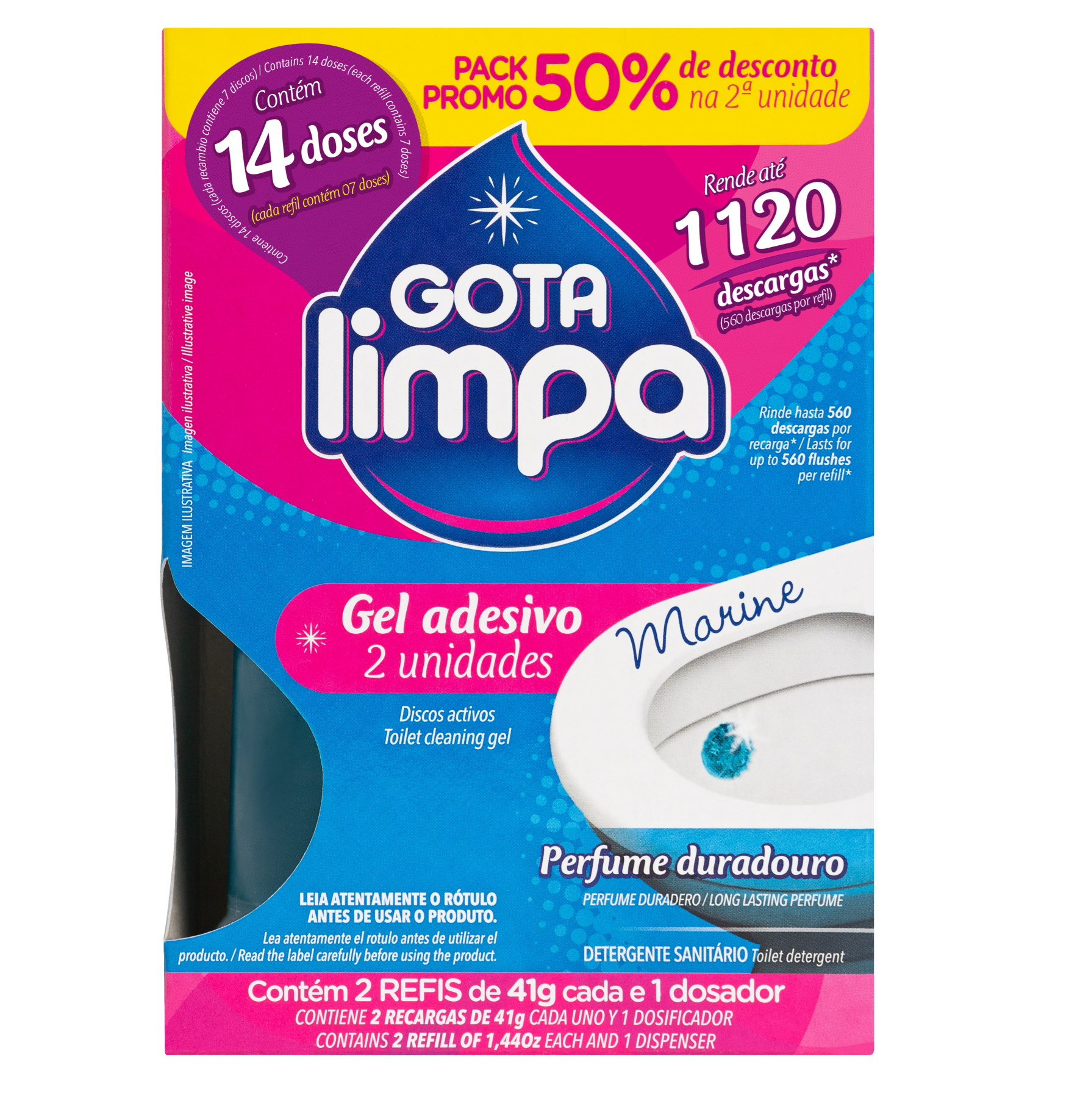 Gota Limpa Toilet Cleaning Gel Marine 7x 41g